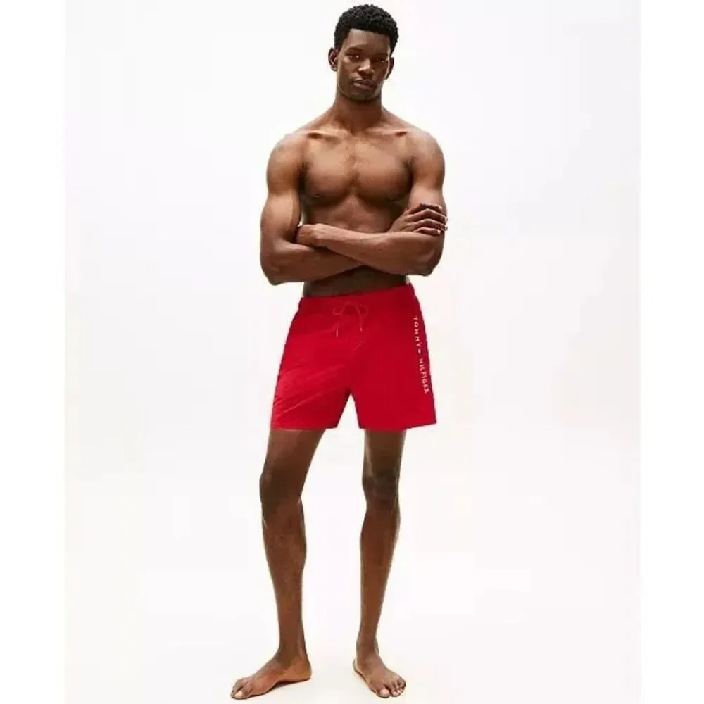 Tommy Hilfiger Red Logo Brief Lined Swim Trunks NWT